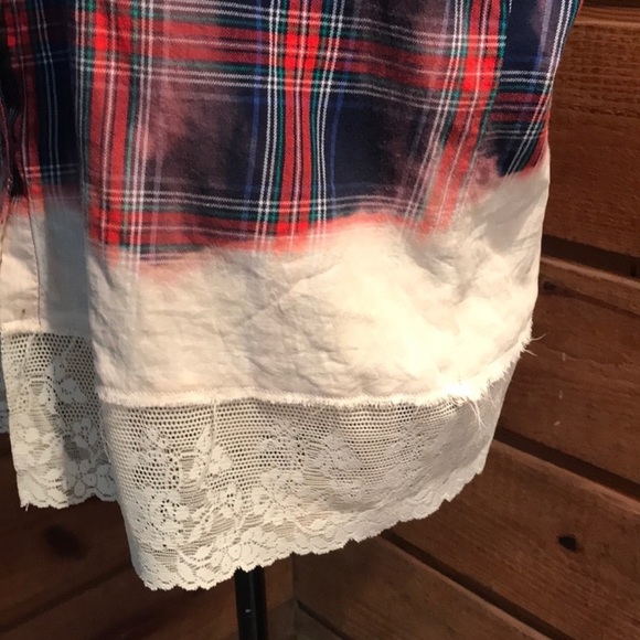 Old Navy upcycled and bleached plaid shirt Size L - Picture 5 of 6